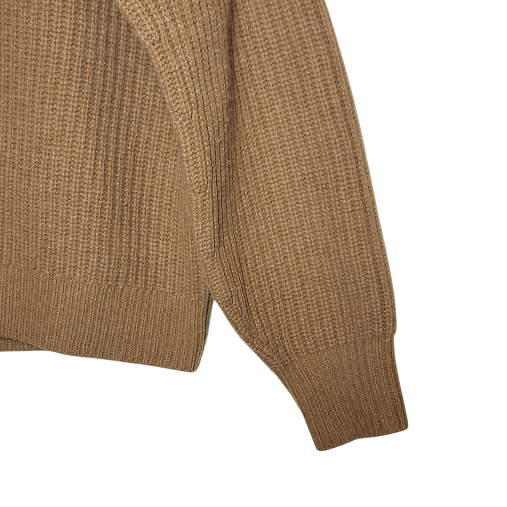 Everlane The Half-Zip Wool Ribbed Knit Sweater Long Sleeve Camel Tan S Classic - Picture 9 of 16
